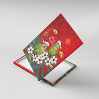 New Zealand Kakapo Christmas Canvas Wall Art Owl Parrot Santa Sliver Fern Manuka - Red LT14 With Frame Red - Polynesian Pride
