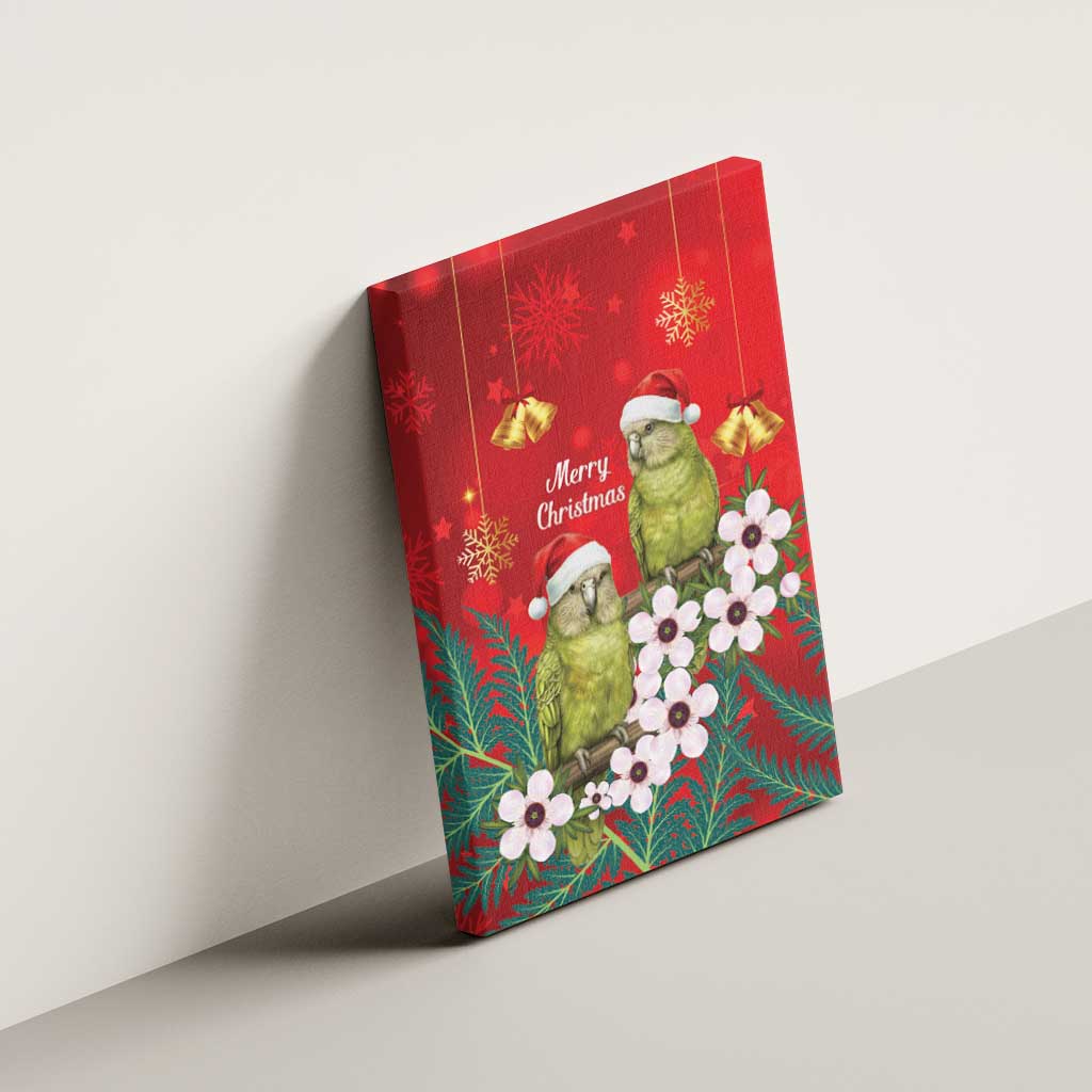 New Zealand Kakapo Christmas Canvas Wall Art Owl Parrot Santa Sliver Fern Manuka - Red LT14 - Polynesian Pride