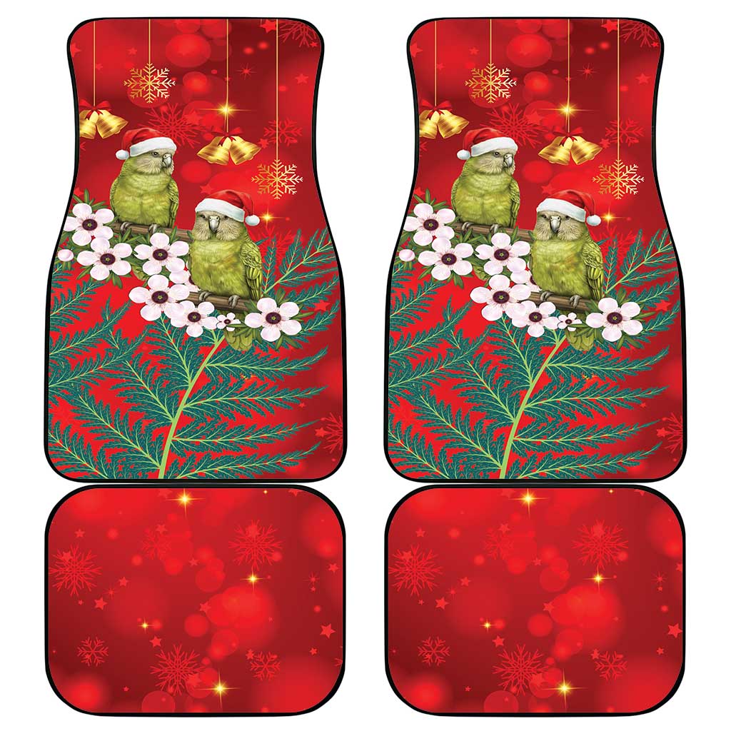 New Zealand Kakapo Christmas Car Mats Owl Parrot Santa Sliver Fern Manuka - Red LT14 - Polynesian Pride