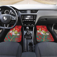 New Zealand Kakapo Christmas Car Mats Owl Parrot Santa Sliver Fern Manuka - Red LT14 Set 2pcs - Front Red - Polynesian Pride