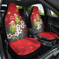 New Zealand Kakapo Christmas Car Seat Cover Owl Parrot Santa Sliver Fern Manuka - Red LT14 One Size Red - Polynesian Pride