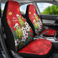 New Zealand Kakapo Christmas Car Seat Cover Owl Parrot Santa Sliver Fern Manuka - Red LT14 - Polynesian Pride