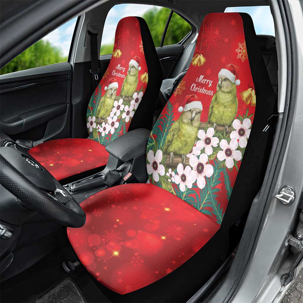 New Zealand Kakapo Christmas Car Seat Cover Owl Parrot Santa Sliver Fern Manuka - Red LT14 - Polynesian Pride