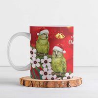 New Zealand Kakapo Christmas Ceramic Mug Owl Parrot Santa Sliver Fern Manuka - Red LT14 Red - Polynesian Pride