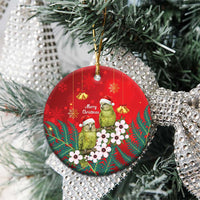 New Zealand Kakapo Christmas Ceramic Ornament Owl Parrot Santa Sliver Fern Manuka - Red LT14 - Polynesian Pride