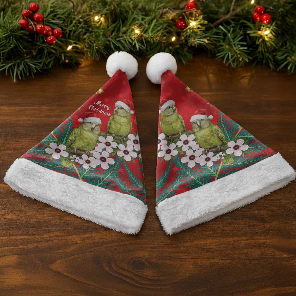 New Zealand Kakapo Christmas Santa Hat Owl Parrot Santa Sliver Fern Manuka - Red LT14 - Polynesian Pride