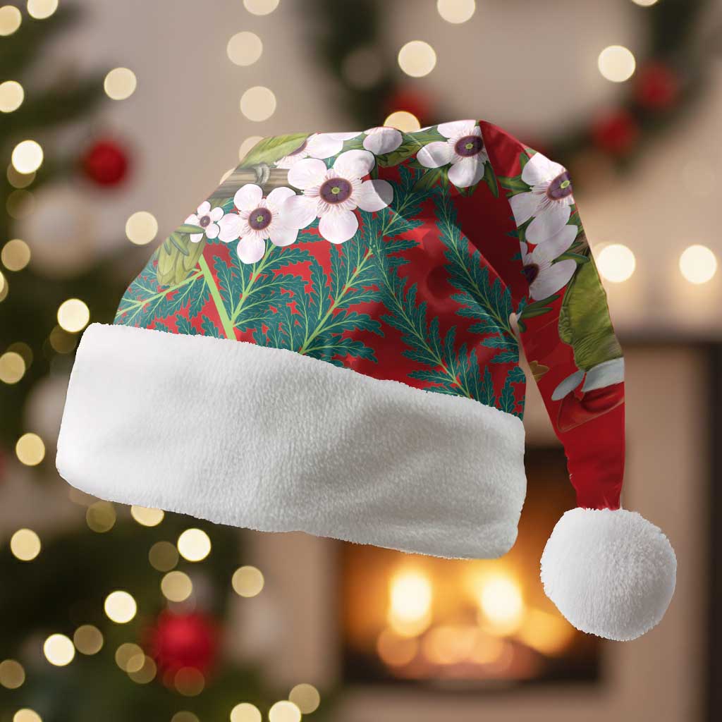 New Zealand Kakapo Christmas Santa Hat Owl Parrot Santa Sliver Fern Manuka - Red LT14 Without Fur Red - Polynesian Pride
