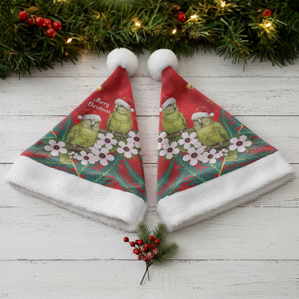 New Zealand Kakapo Christmas Santa Hat Owl Parrot Santa Sliver Fern Manuka - Red LT14 - Polynesian Pride
