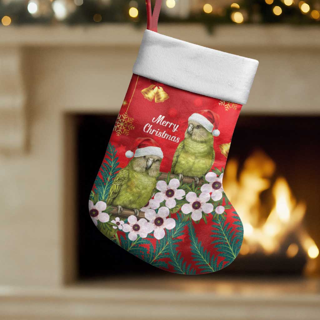 New Zealand Kakapo Christmas Stocking Owl Parrot Santa Sliver Fern Manuka - Red LT14 Set of 2 Red - Polynesian Pride
