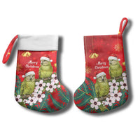 New Zealand Kakapo Christmas Stocking Owl Parrot Santa Sliver Fern Manuka - Red LT14 - Polynesian Pride