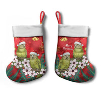 New Zealand Kakapo Christmas Stocking Owl Parrot Santa Sliver Fern Manuka - Red LT14 - Polynesian Pride