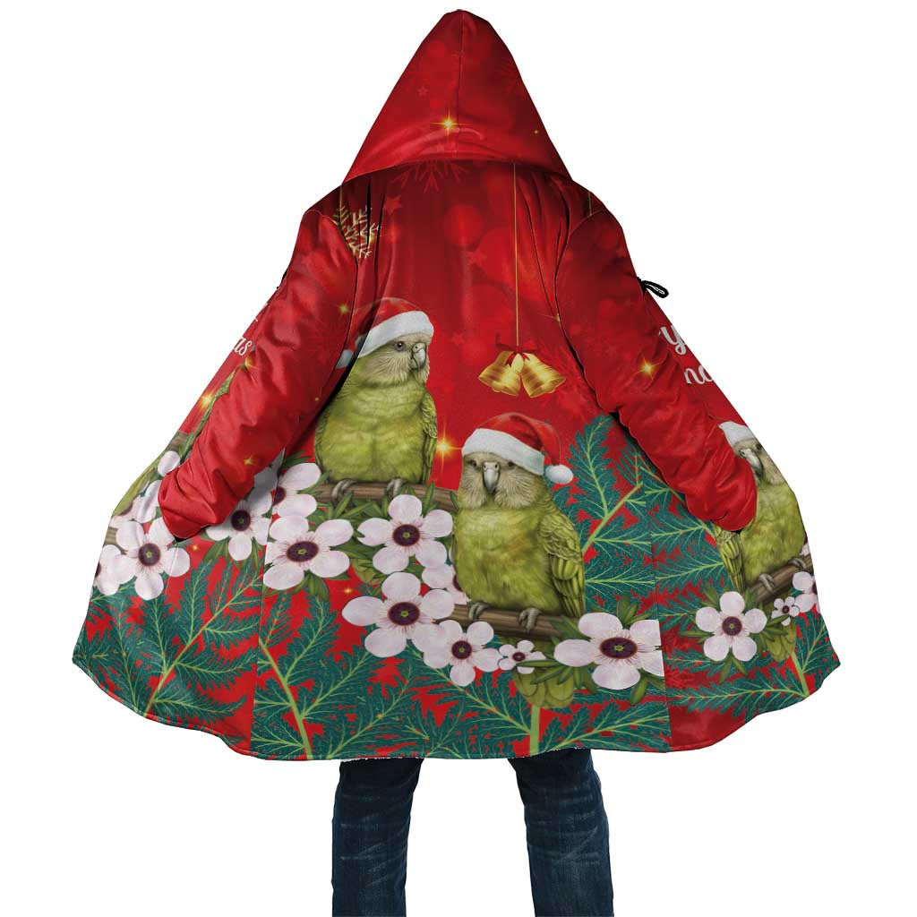 New Zealand Kakapo Christmas Cloak Owl Parrot Santa Sliver Fern Manuka - Red LT14 Unisex Red - Polynesian Pride