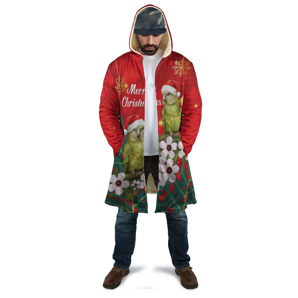 New Zealand Kakapo Christmas Cloak Owl Parrot Santa Sliver Fern Manuka - Red LT14 - Polynesian Pride