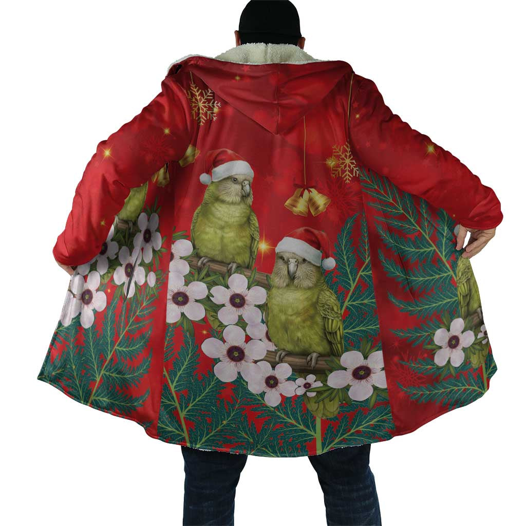 New Zealand Kakapo Christmas Cloak Owl Parrot Santa Sliver Fern Manuka - Red LT14 - Polynesian Pride