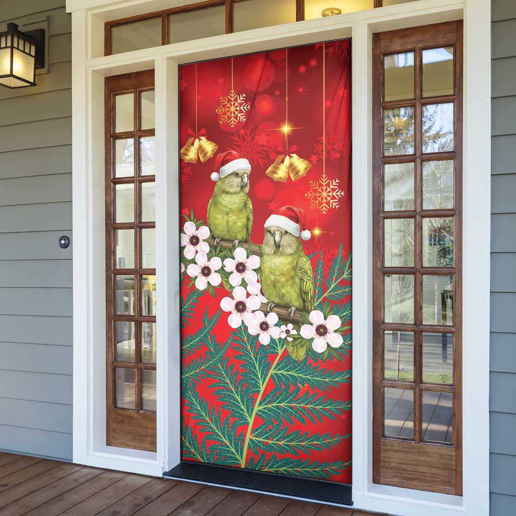New Zealand Kakapo Christmas Door Cover Owl Parrot Santa Sliver Fern Manuka - Red LT14 - Polynesian Pride