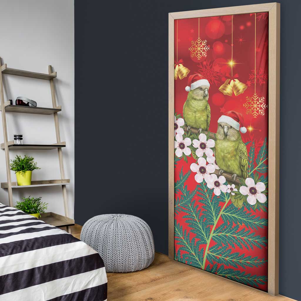 New Zealand Kakapo Christmas Door Cover Owl Parrot Santa Sliver Fern Manuka - Red LT14 - Polynesian Pride