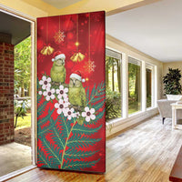 New Zealand Kakapo Christmas Door Cover Owl Parrot Santa Sliver Fern Manuka - Red LT14 - Polynesian Pride