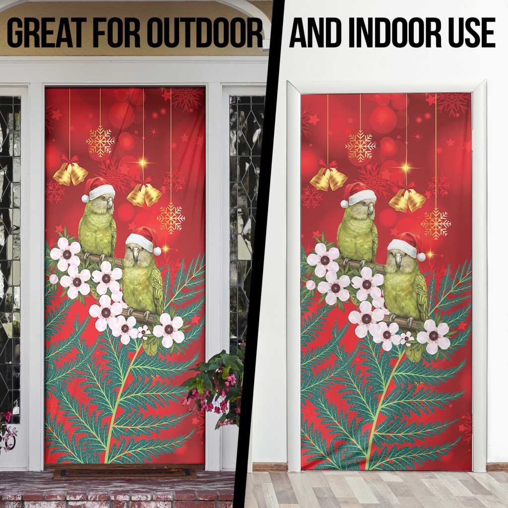 New Zealand Kakapo Christmas Door Cover Owl Parrot Santa Sliver Fern Manuka - Red LT14 - Polynesian Pride
