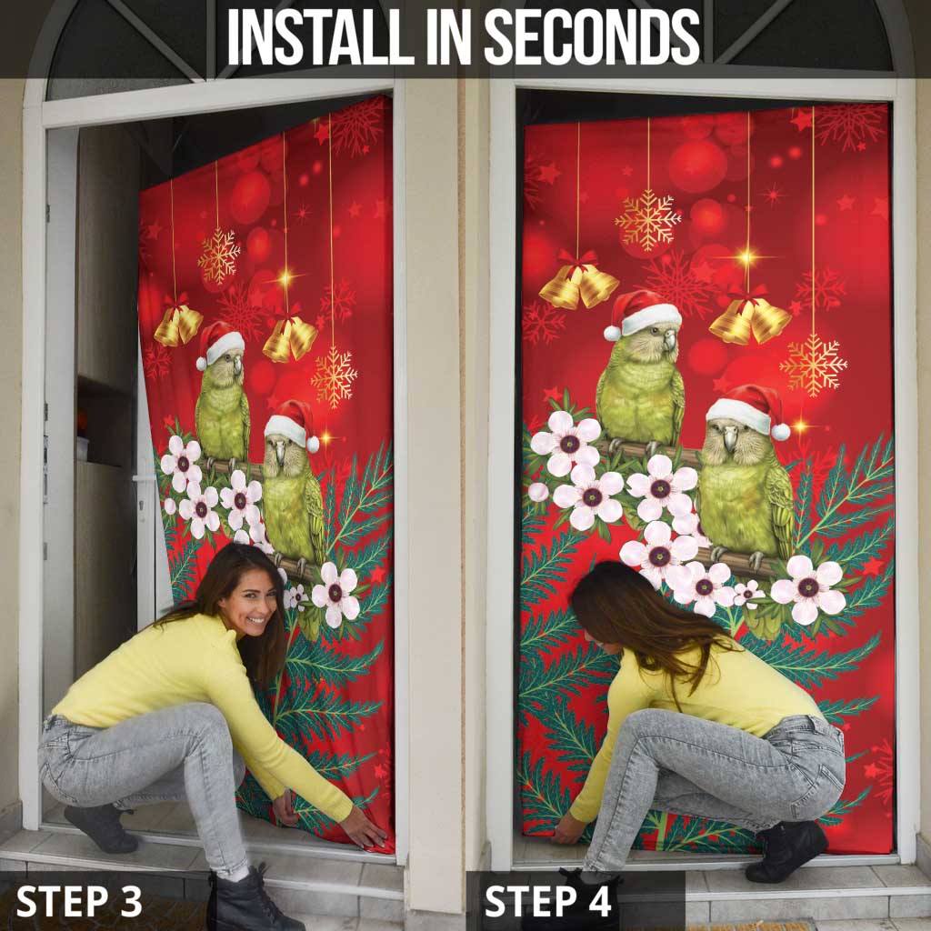 New Zealand Kakapo Christmas Door Cover Owl Parrot Santa Sliver Fern Manuka - Red LT14 - Polynesian Pride