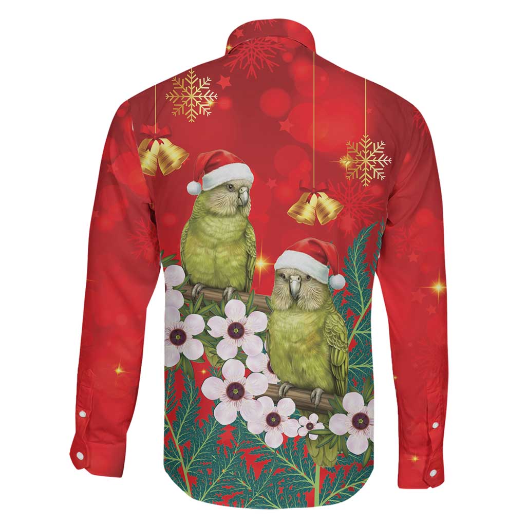 New Zealand Kakapo Christmas Family Matching Off Shoulder Short Dress and Hawaiian Shirt Owl Parrot Santa Sliver Fern Manuka - Red LT14 - Polynesian Pride