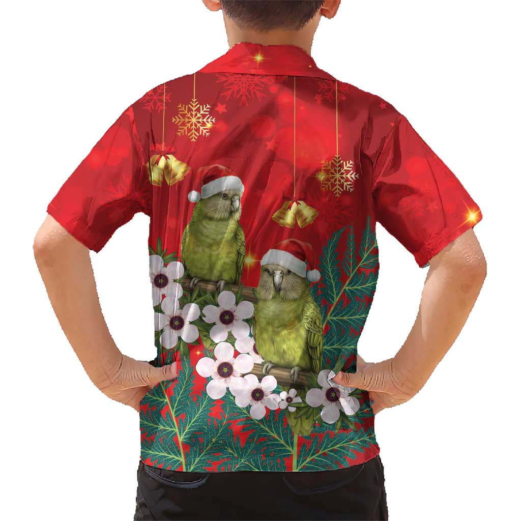 New Zealand Kakapo Christmas Family Matching Tank Maxi Dress and Hawaiian Shirt Owl Parrot Santa Sliver Fern Manuka - Red LT14 - Polynesian Pride