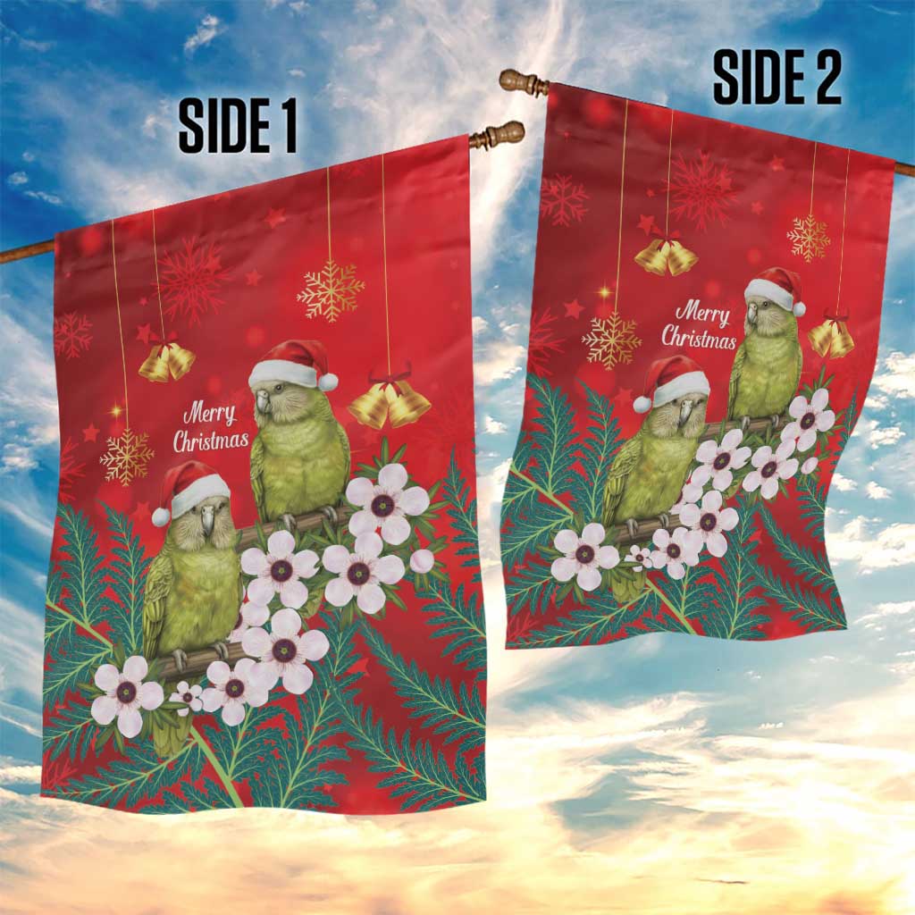 New Zealand Kakapo Christmas Garden Flag Owl Parrot Santa Sliver Fern Manuka - Red LT14 - Polynesian Pride