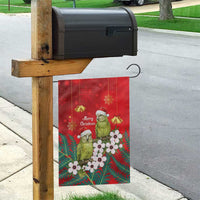 New Zealand Kakapo Christmas Garden Flag Owl Parrot Santa Sliver Fern Manuka - Red LT14 - Polynesian Pride
