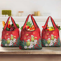 New Zealand Kakapo Christmas Grocery Bag Owl Parrot Santa Sliver Fern Manuka - Red LT14 3-pack One Size Red - Polynesian Pride