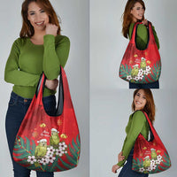 New Zealand Kakapo Christmas Grocery Bag Owl Parrot Santa Sliver Fern Manuka - Red LT14 - Polynesian Pride