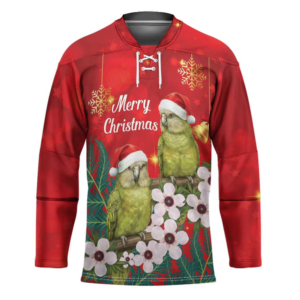New Zealand Kakapo Christmas Hockey Jersey Owl Parrot Santa Sliver Fern Manuka - Red LT14 Unisex Red - Polynesian Pride