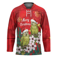 New Zealand Kakapo Christmas Hockey Jersey Owl Parrot Santa Sliver Fern Manuka - Red LT14 Unisex Red - Polynesian Pride