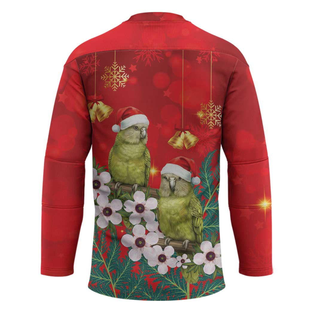 New Zealand Kakapo Christmas Hockey Jersey Owl Parrot Santa Sliver Fern Manuka - Red LT14 - Polynesian Pride