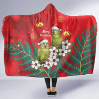 New Zealand Kakapo Christmas Hooded Blanket Owl Parrot Santa Sliver Fern Manuka - Red LT14 One Size Red - Polynesian Pride