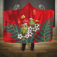 New Zealand Kakapo Christmas Hooded Blanket Owl Parrot Santa Sliver Fern Manuka - Red LT14 - Polynesian Pride