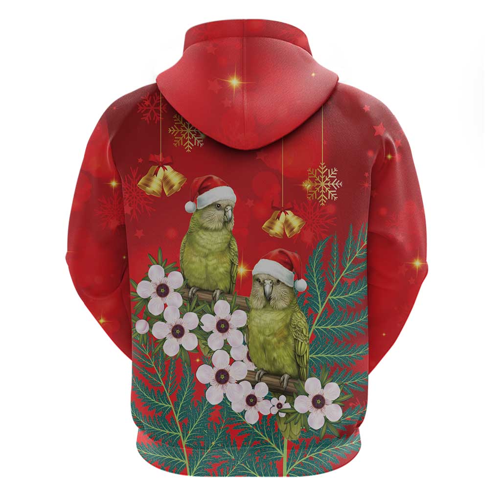 New Zealand Kakapo Christmas Hoodie Owl Parrot Santa Sliver Fern Manuka - Red LT14 - Polynesian Pride