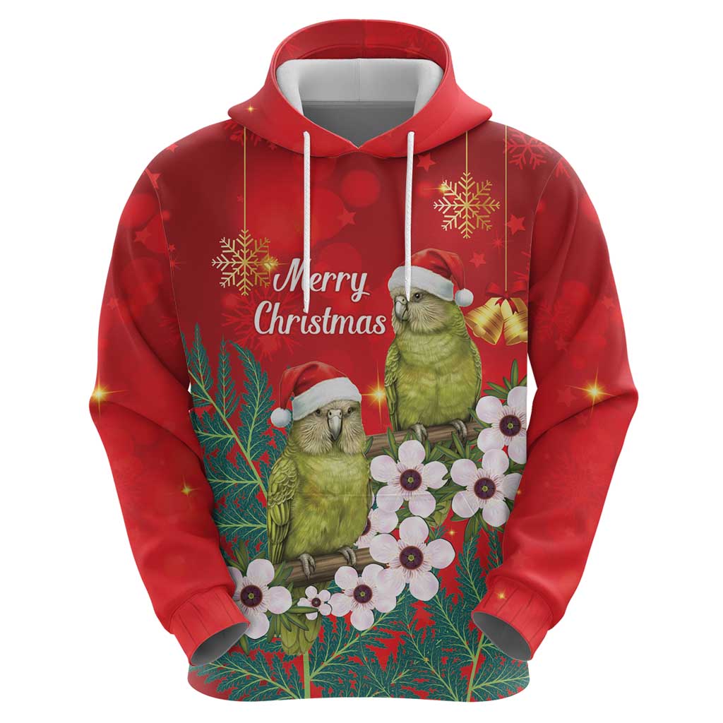 New Zealand Kakapo Christmas Hoodie Owl Parrot Santa Sliver Fern Manuka - Red LT14 - Polynesian Pride
