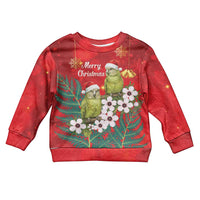 New Zealand Kakapo Christmas Kid Ugly Christmas Sweater Owl Parrot Santa Sliver Fern Manuka - Red LT14 Kid Red - Polynesian Pride