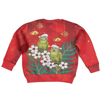New Zealand Kakapo Christmas Kid Ugly Christmas Sweater Owl Parrot Santa Sliver Fern Manuka - Red LT14 - Polynesian Pride