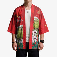 New Zealand Kakapo Christmas Kimono Owl Parrot Santa Sliver Fern Manuka - Red LT14 - Polynesian Pride