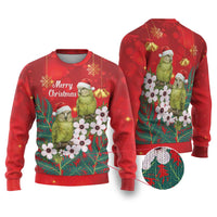 New Zealand Kakapo Christmas Ugly Christmas Sweater Owl Parrot Santa Sliver Fern Manuka - Red LT14 Red - Polynesian Pride