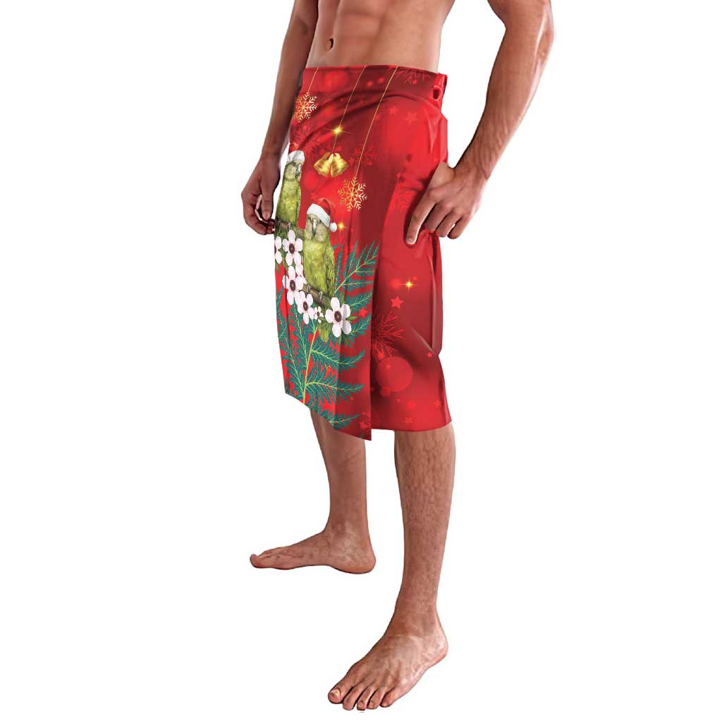 New Zealand Kakapo Christmas Lavalava Owl Parrot Santa Sliver Fern Manuka - Red LT14 - Polynesian Pride