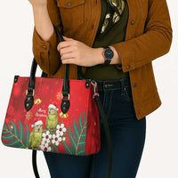 New Zealand Kakapo Christmas Leather Bag Owl Parrot Santa Sliver Fern Manuka - Red LT14 - Polynesian Pride