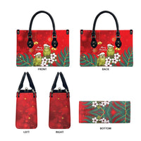 New Zealand Kakapo Christmas Leather Bag Owl Parrot Santa Sliver Fern Manuka - Red LT14 - Polynesian Pride