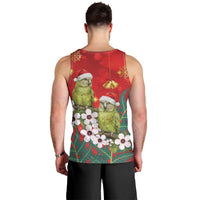 New Zealand Kakapo Christmas Men Tank Top Owl Parrot Santa Sliver Fern Manuka - Red LT14 - Polynesian Pride