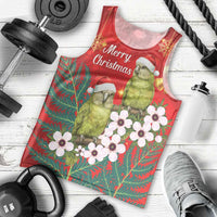 New Zealand Kakapo Christmas Men Tank Top Owl Parrot Santa Sliver Fern Manuka - Red LT14 - Polynesian Pride
