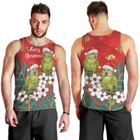 New Zealand Kakapo Christmas Men Tank Top Owl Parrot Santa Sliver Fern Manuka - Red LT14 - Polynesian Pride