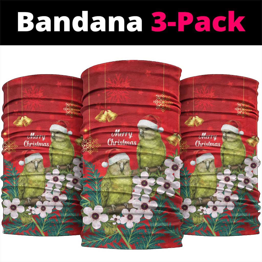 New Zealand Kakapo Christmas Neck Gaiter Owl Parrot Santa Sliver Fern Manuka - Red LT14 package One Size: 25*50cm Red - Polynesian Pride