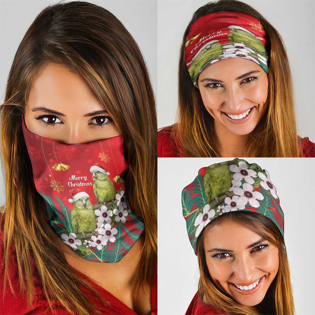 New Zealand Kakapo Christmas Neck Gaiter Owl Parrot Santa Sliver Fern Manuka - Red LT14 - Polynesian Pride