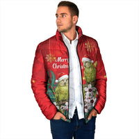 New Zealand Kakapo Christmas Padded Jacket Owl Parrot Santa Sliver Fern Manuka - Red LT14 - Polynesian Pride