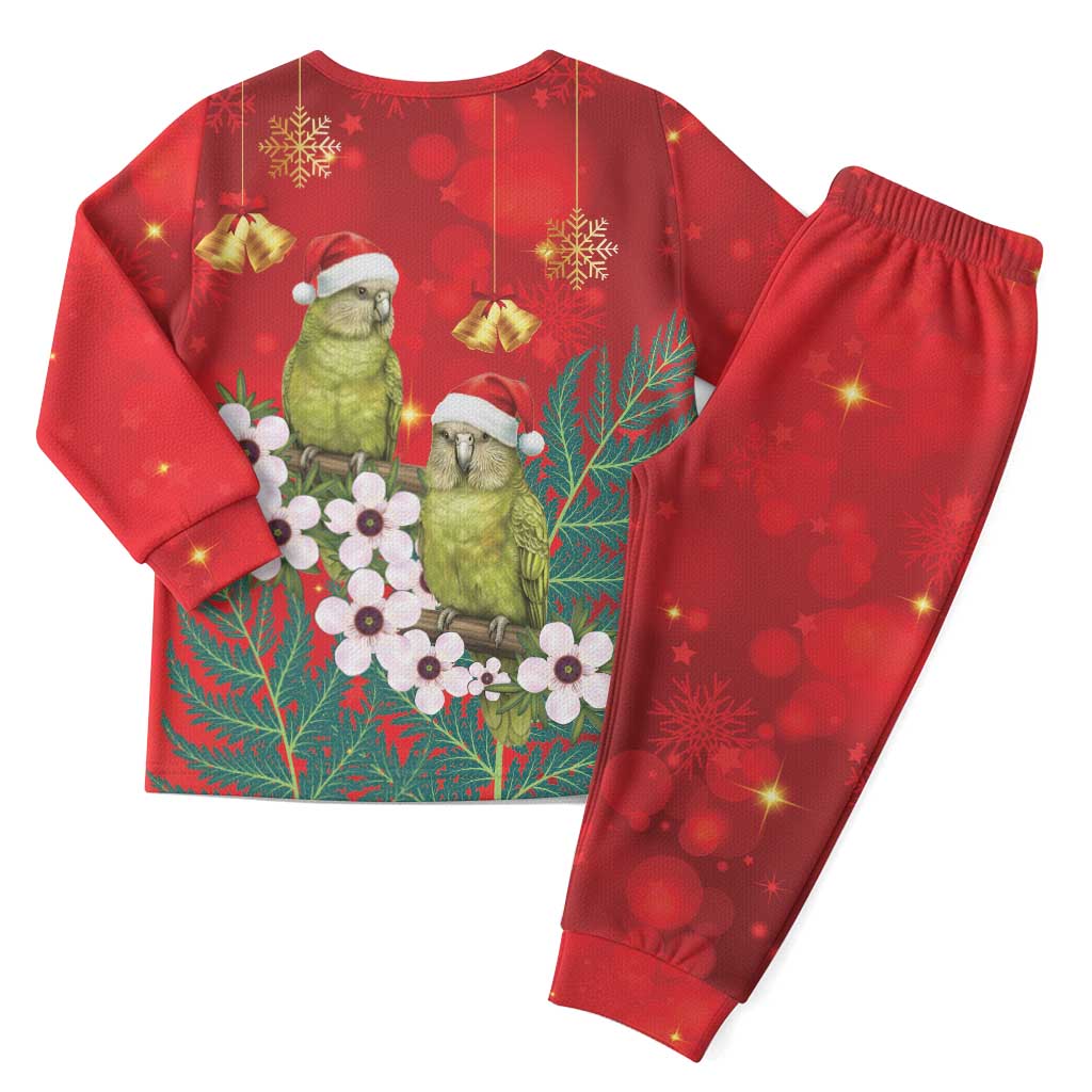 New Zealand Kakapo Christmas Pajama Set Owl Parrot Santa Sliver Fern Manuka - Red LT14 - Polynesian Pride